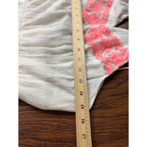 Boho Chic Halter Maxi Dress Coral Ivory Crochet Lace Dainty Hooligan Womens M - Picture 9 of 11